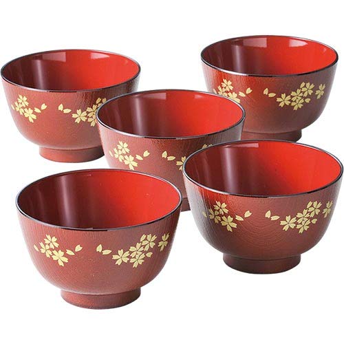Amazon.co.jp: [山中塗] 京小花 レンジ汁椀 5客 : ホーム＆キッチン